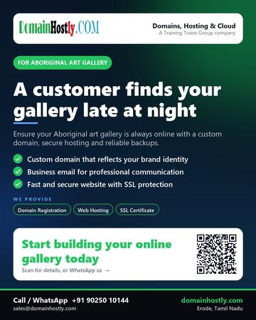 DomainHostly poster for Aboriginal art gallery: A customer finds your gallery late at night