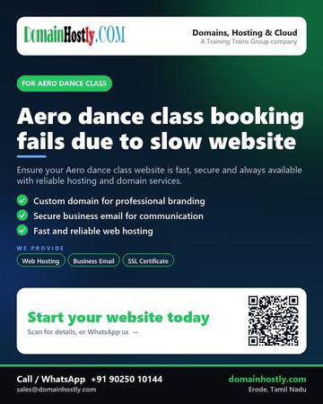DomainHostly poster for Aero dance class: Aero dance class booking fails due to slow website