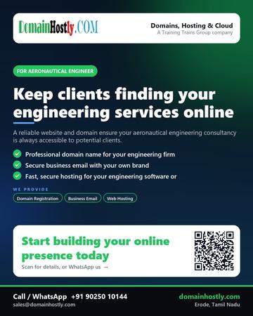 DomainHostly poster for Aeronautical engineer: Keep clients finding your engineering services online