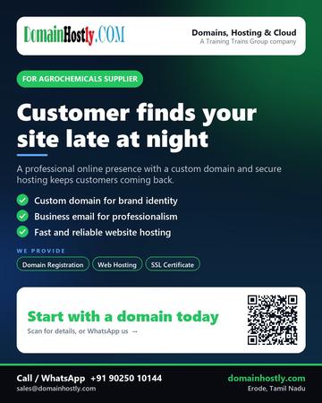 DomainHostly poster for Agrochemicals supplier: Customer finds your site late at night