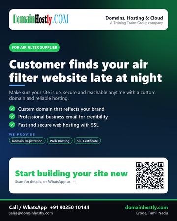 DomainHostly poster for Air filter supplier: Customer finds your air filter website late at night