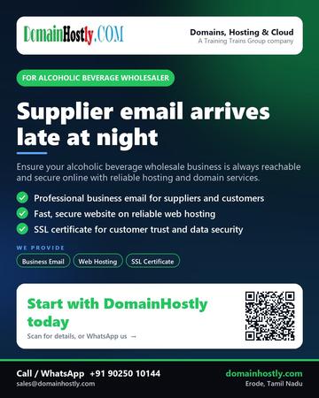 DomainHostly poster for Alcoholic beverage wholesaler: Supplier email arrives late at night