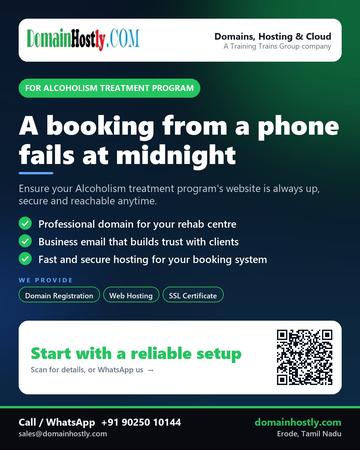 DomainHostly poster for Alcoholism treatment program: A booking from a phone fails at midnight