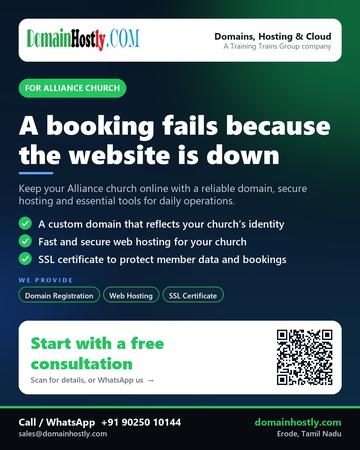 DomainHostly poster for Alliance church: A booking fails because the website is down