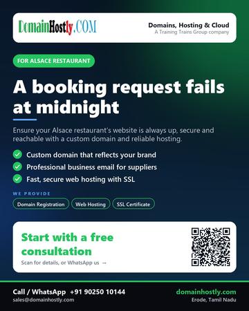 DomainHostly poster for Alsace restaurant: A booking request fails at midnight