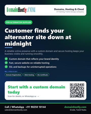 DomainHostly poster for Alternator supplier: Customer finds your alternator site down at midnight