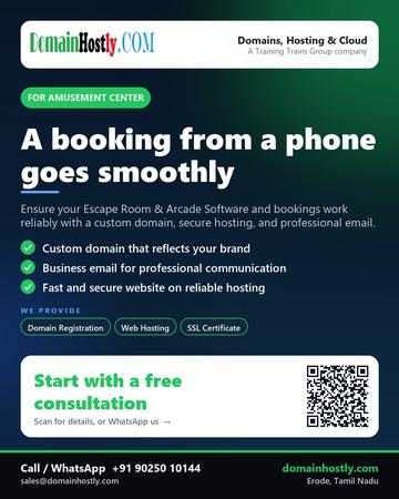 DomainHostly poster for Amusement center: A booking from a phone goes smoothly