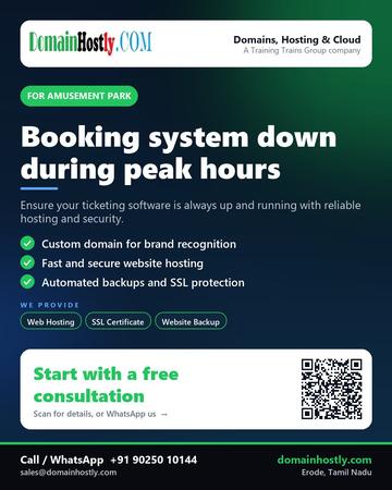 DomainHostly poster for Amusement park: Booking system down during peak hours