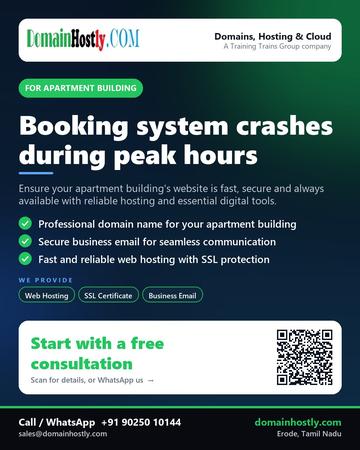DomainHostly poster for Apartment building: Booking system crashes during peak hours