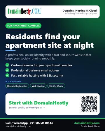 DomainHostly poster for Apartment complex: Residents find your apartment site at night
