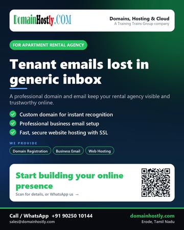 DomainHostly poster for Apartment rental agency: Tenant emails lost in generic inbox