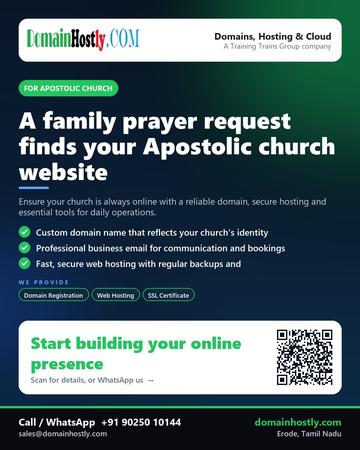 DomainHostly poster for Apostolic church: A family prayer request finds your Apostolic church website