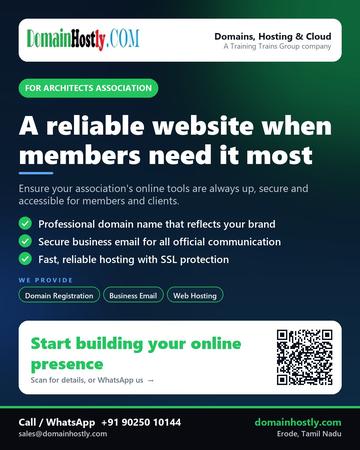 DomainHostly poster for Architects association: A reliable website when members need it most