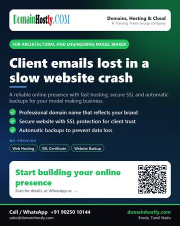 DomainHostly poster for Architectural and engineering model maker: Client emails lost in a slow website crash