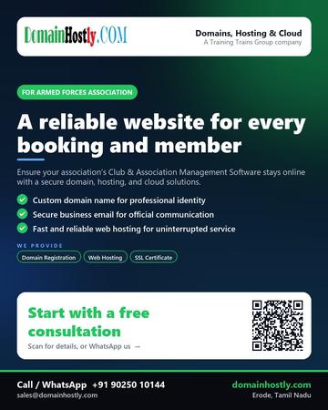 DomainHostly poster for Armed forces association: A reliable website for every booking and member