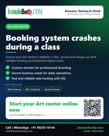 DomainHostly poster for Art center: Booking system crashes during a class