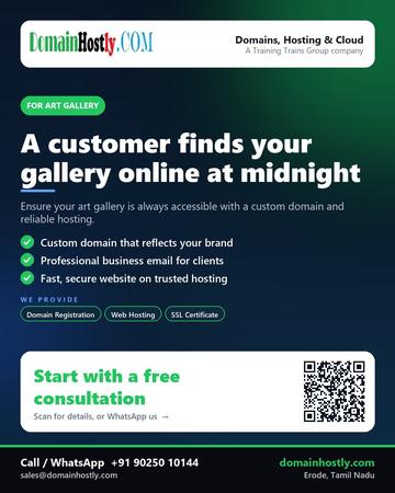 DomainHostly poster for Art gallery: A customer finds your gallery online at midnight