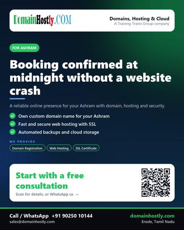 DomainHostly poster for Ashram: Booking confirmed at midnight without a website crash