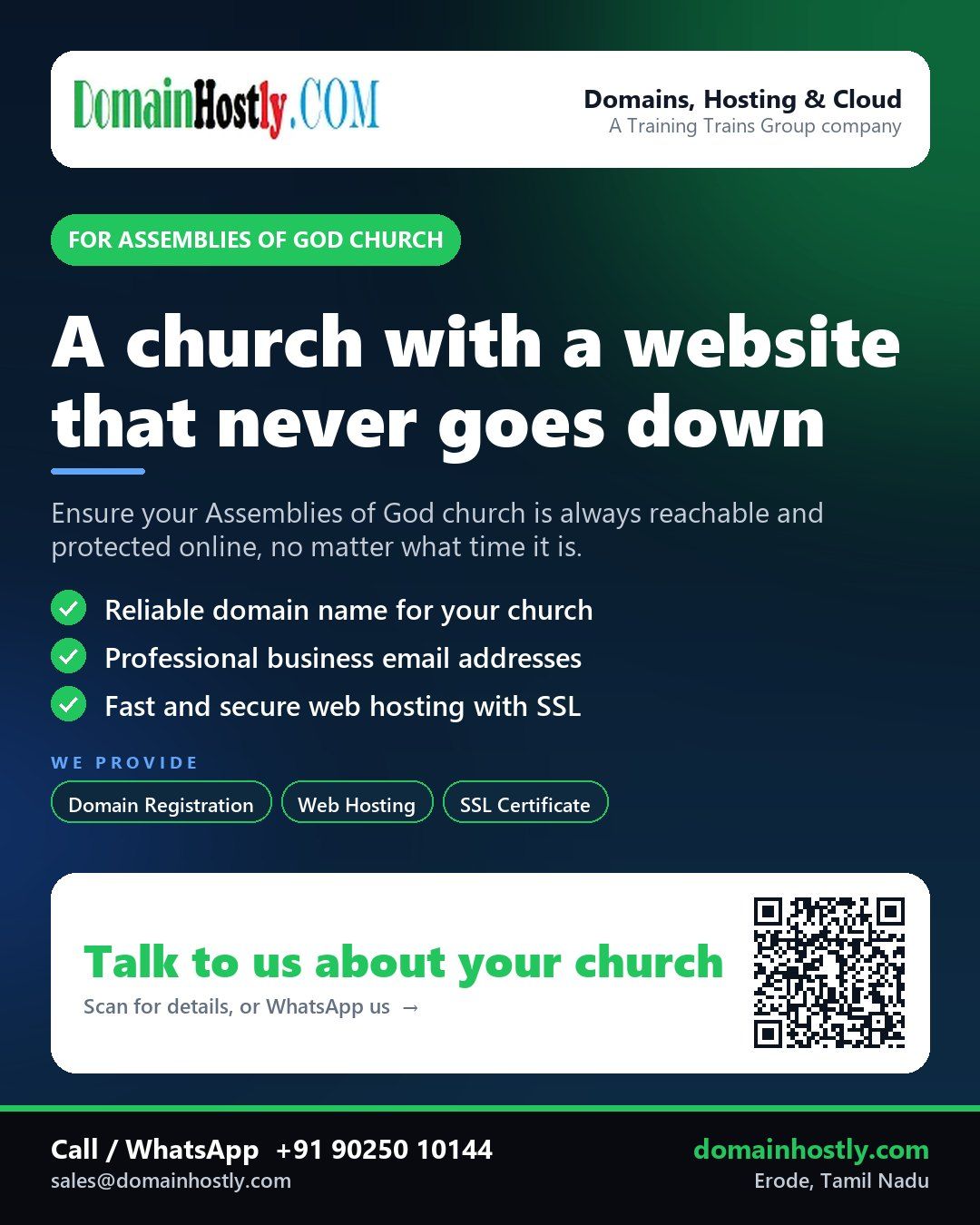 Assemblies of God church with DomainHostly - Online presence for religious organizations