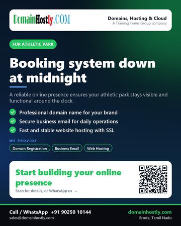 DomainHostly poster for Athletic park: Booking system down at midnight