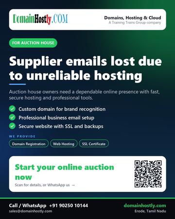 DomainHostly poster for Auction house: Supplier emails lost due to unreliable hosting