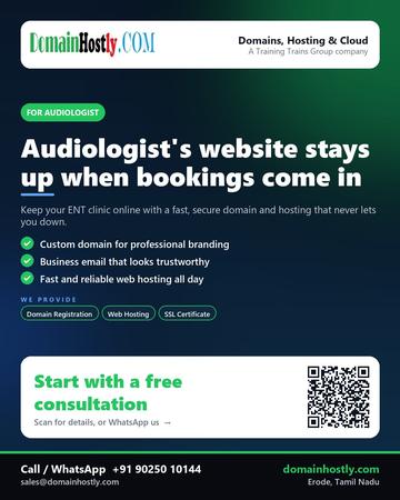 DomainHostly poster for Audiologist: Audiologist's website stays up when bookings come in