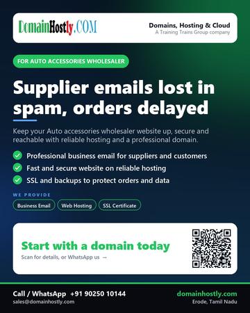 DomainHostly poster for Auto accessories wholesaler: Supplier emails lost in spam, orders delayed