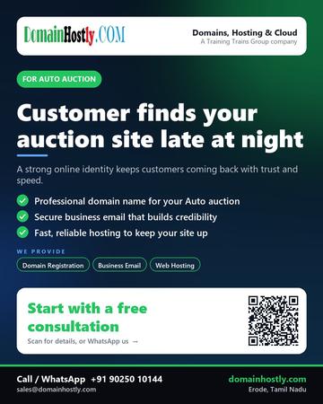 DomainHostly poster for Auto auction: Customer finds your auction site late at night