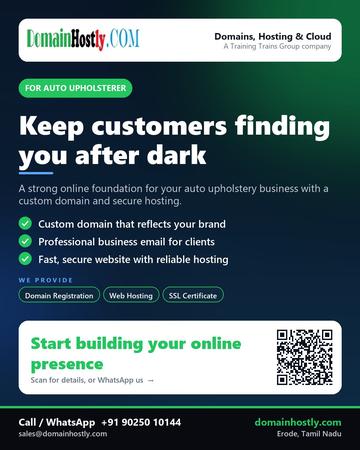 DomainHostly poster for Auto upholsterer: Keep customers finding you after dark