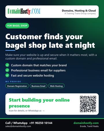 DomainHostly poster for Bagel shop: Customer finds your bagel shop late at night