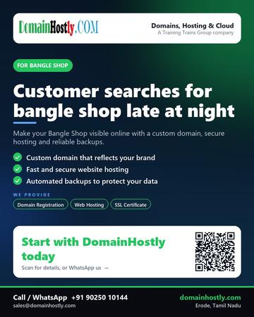 DomainHostly poster for Bangle Shop: Customer searches for bangle shop late at night
