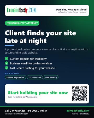 DomainHostly poster for Bankruptcy attorney: Client finds your site late at night