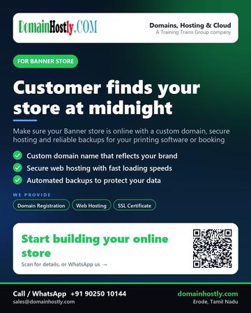 DomainHostly poster for Banner store: Customer finds your store at midnight