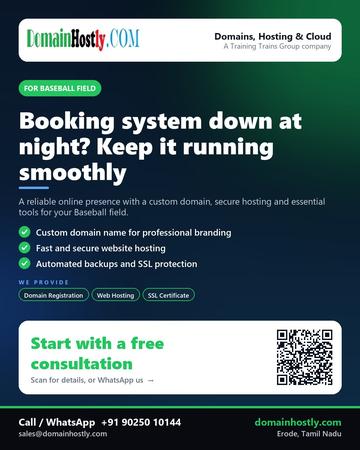 DomainHostly poster for Baseball field: Booking system down at night? Keep it running smoothly