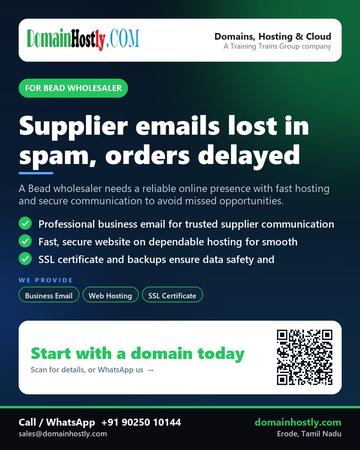 DomainHostly poster for Bead wholesaler: Supplier emails lost in spam, orders delayed