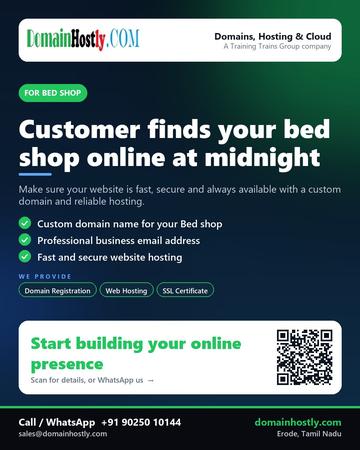 DomainHostly poster for Bed shop: Customer finds your bed shop online at midnight