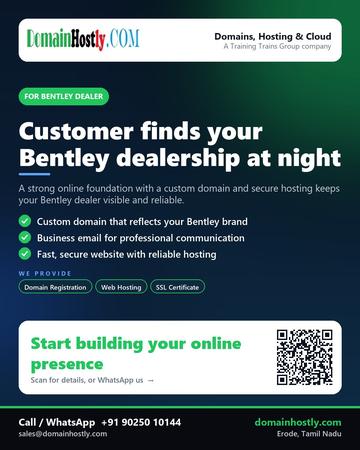 DomainHostly poster for Bentley dealer: Customer finds your Bentley dealership at night