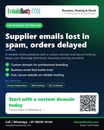 DomainHostly poster for Beverage distributor: Supplier emails lost in spam, orders delayed