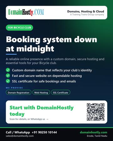 DomainHostly poster for Bicycle club: Booking system down at midnight