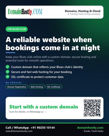 DomainHostly poster for Blues club: A reliable website when bookings come in at night