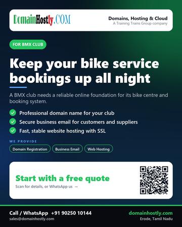 DomainHostly poster for BMX club: Keep your bike service bookings up all night