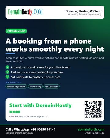 DomainHostly poster for BMX venue: A booking from a phone works smoothly every night