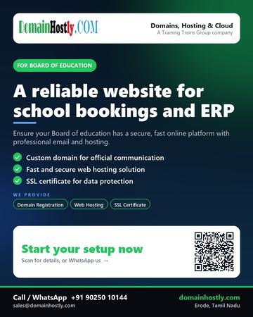 DomainHostly poster for Board of education: A reliable website for school bookings and ERP