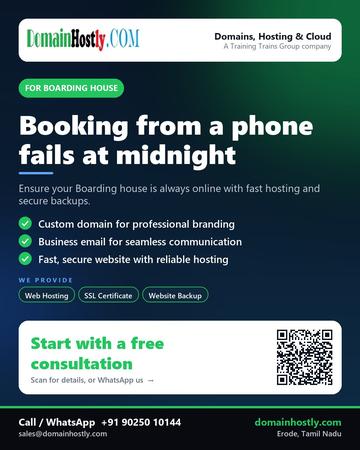 DomainHostly poster for Boarding house: Booking from a phone fails at midnight