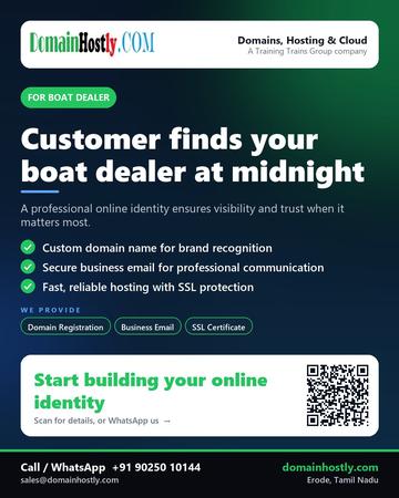 DomainHostly poster for Boat dealer: Customer finds your boat dealer at midnight