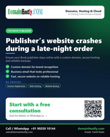 DomainHostly poster for Book publisher: Publisher’s website crashes during a late-night order