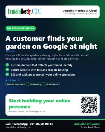 DomainHostly poster for Botanical garden: A customer finds your garden on Google at night