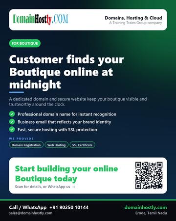 DomainHostly poster for Boutique: Customer finds your Boutique online at midnight