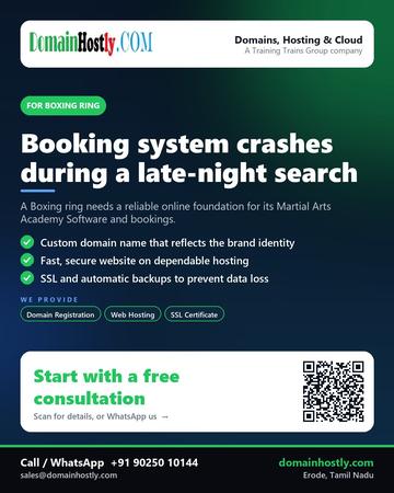 DomainHostly poster for Boxing ring: Booking system crashes during a late-night search