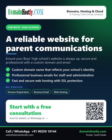 DomainHostly poster for Boys’ high school: A reliable website for parent communications